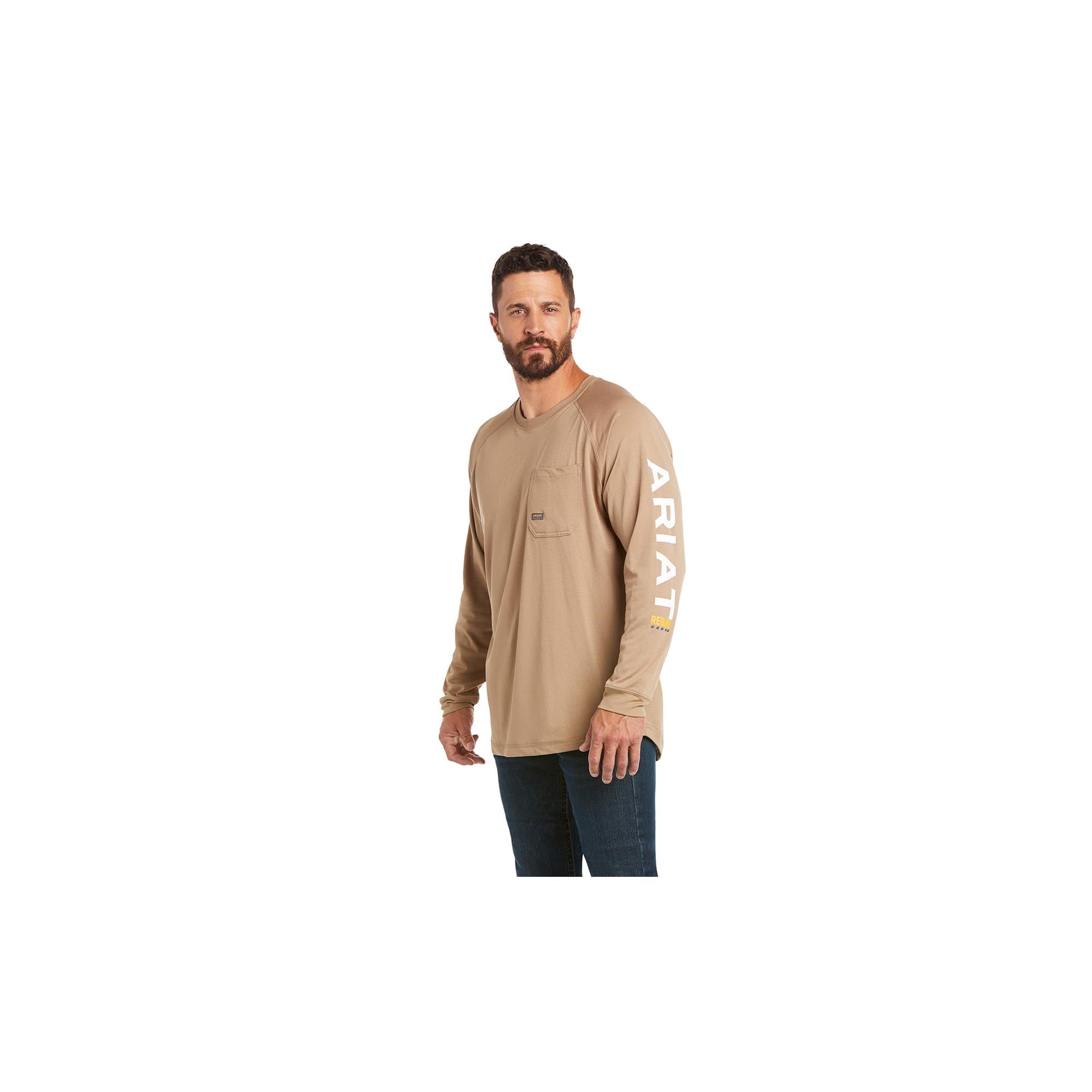 Ariat Khaki LS T-Shirt HeatFighter Rebar - Top Choice!