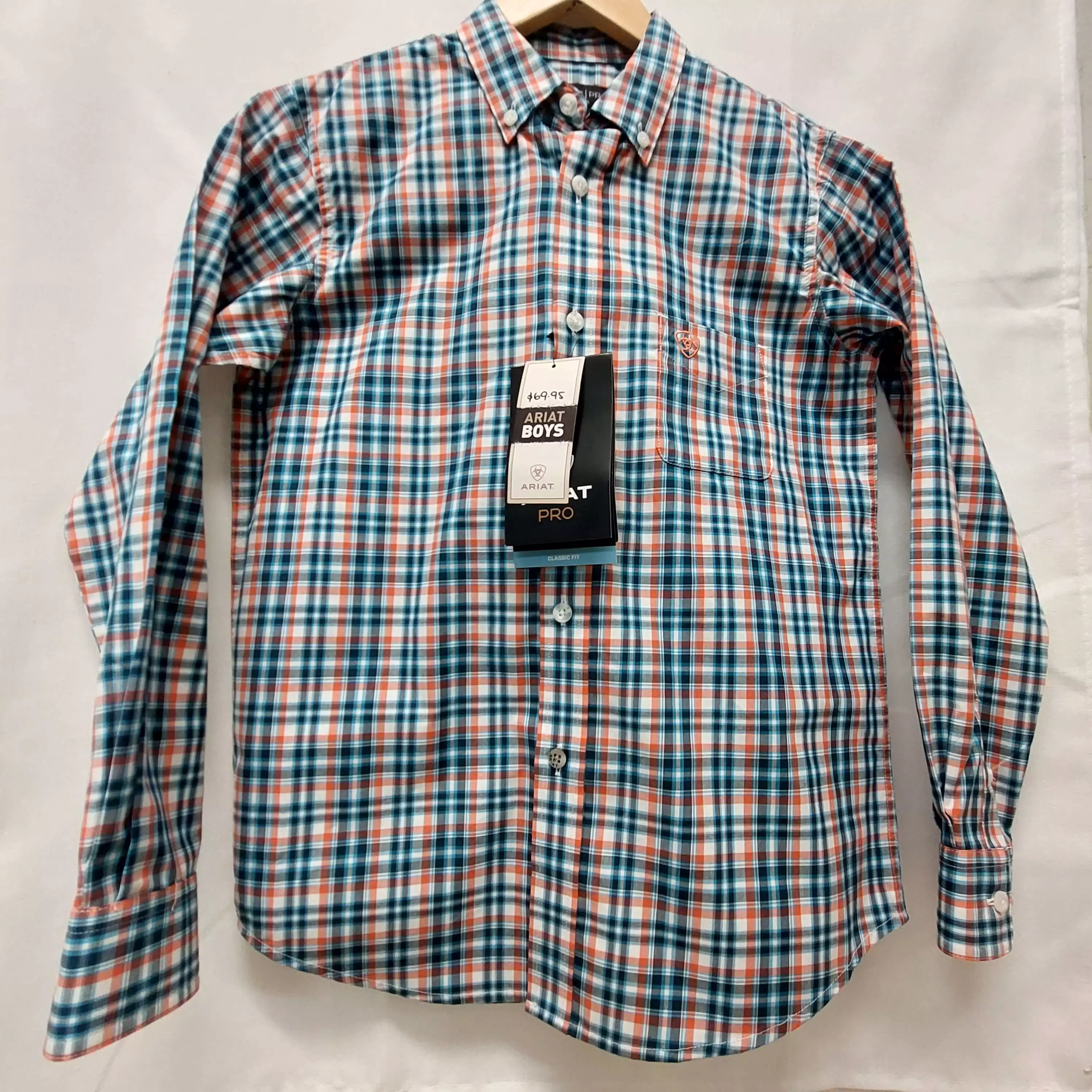 Ariat Majolica Blue Plaid Shirt for Boys