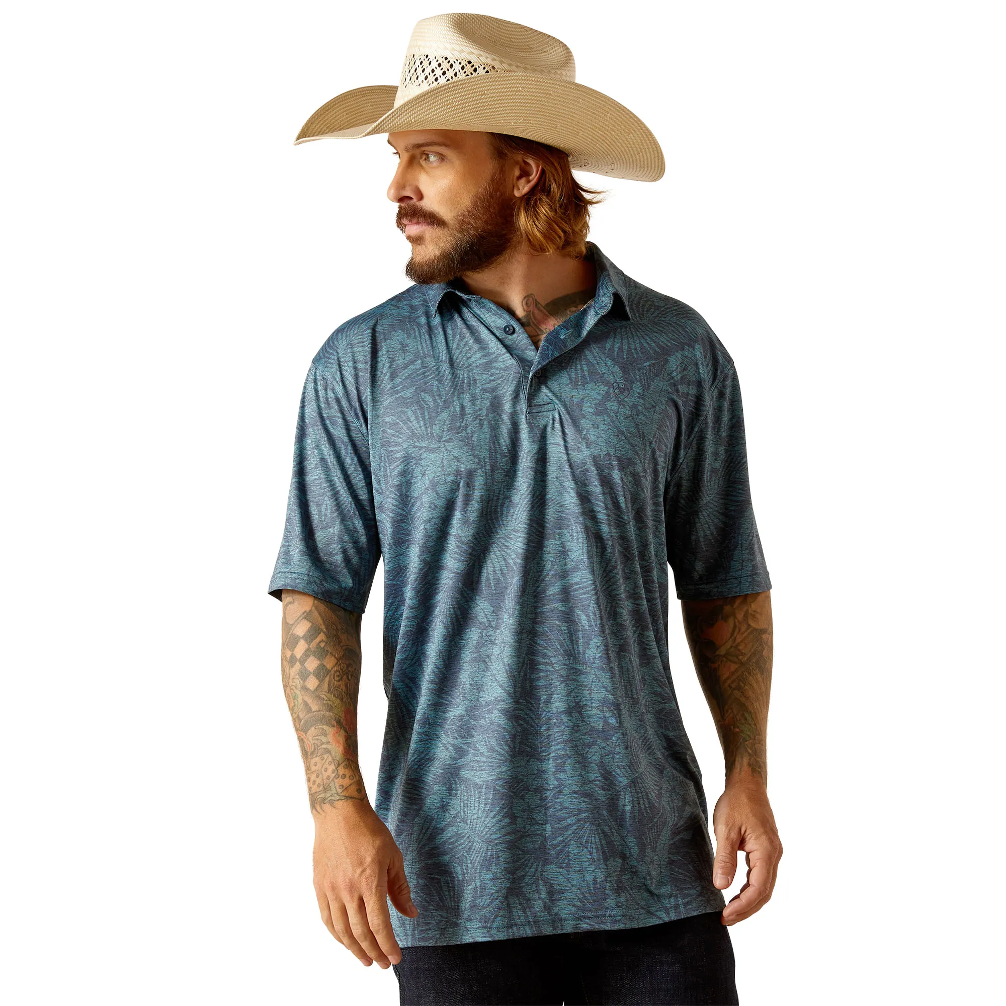 Ariat Men's Blue Atoll Charger 2.0 Printed Polo - Shop Now