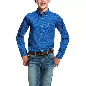 Ariat Ohlinger Long Sleeve Print Shirt for Boys - Classic Blue