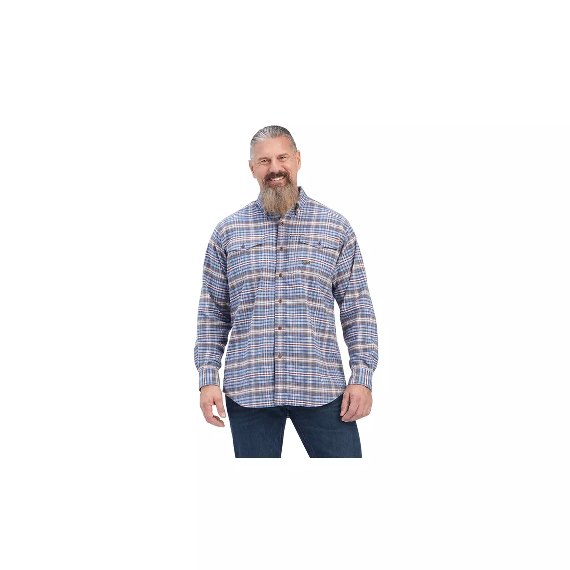 Ariat Rebar Flannel Work Shirt Long Sleeve - Alloy Grey | DuraStretch - Best Work Shirt