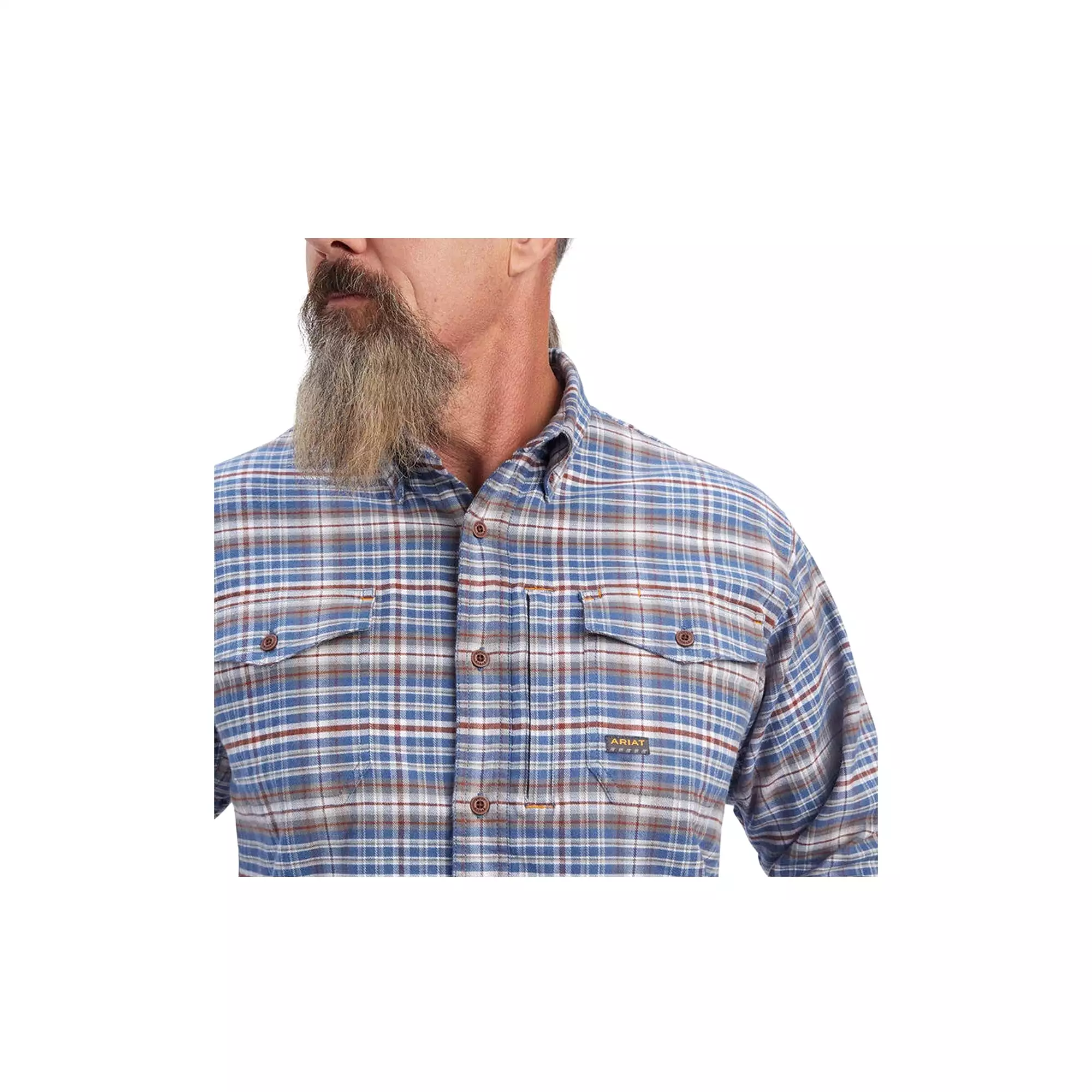 Ariat Rebar Flannel Work Shirt Long Sleeve - Alloy Grey | DuraStretch - Best Work Shirt