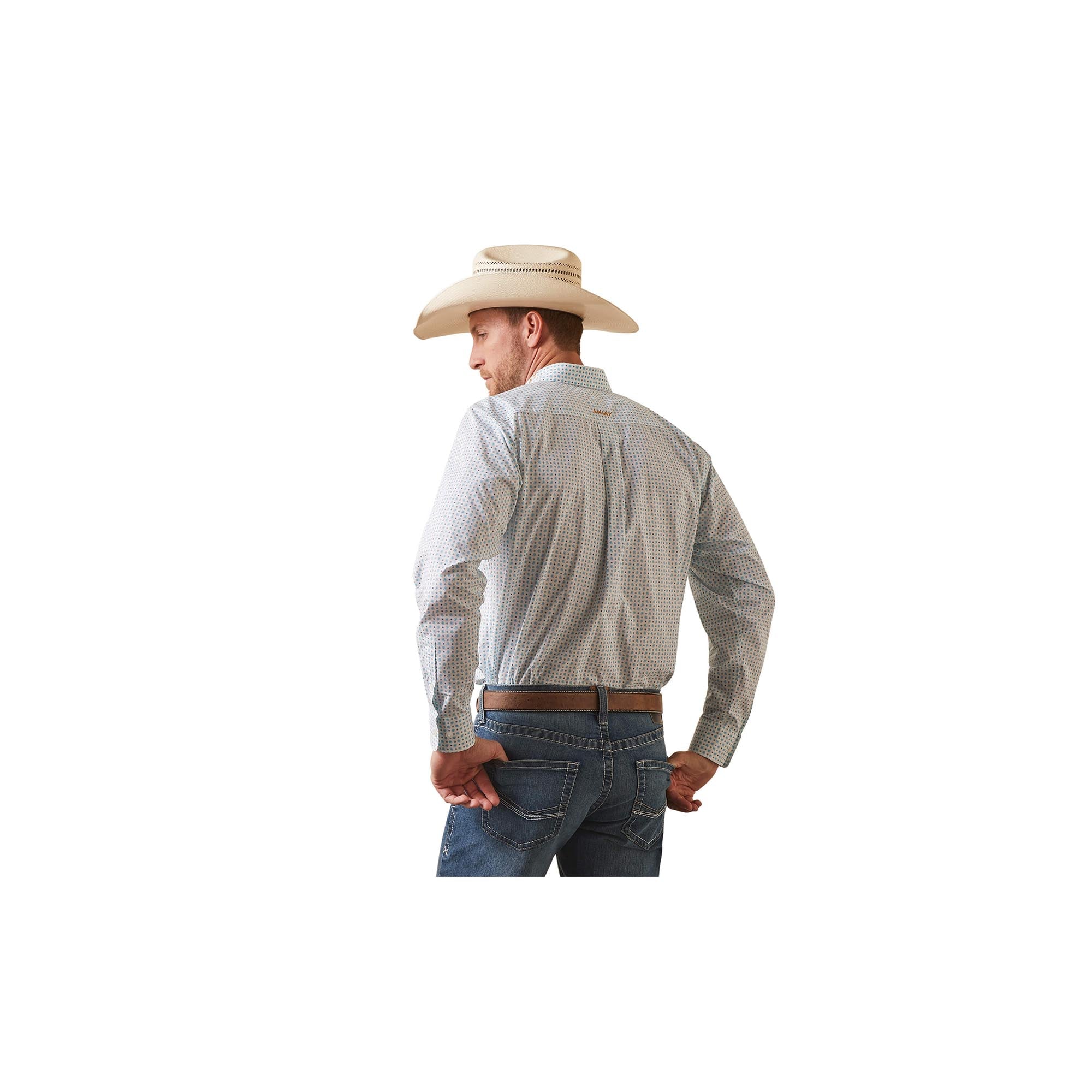 Ariat White Paisley Long Sleeve Fitted Team Stuart Shirt - Casual Series