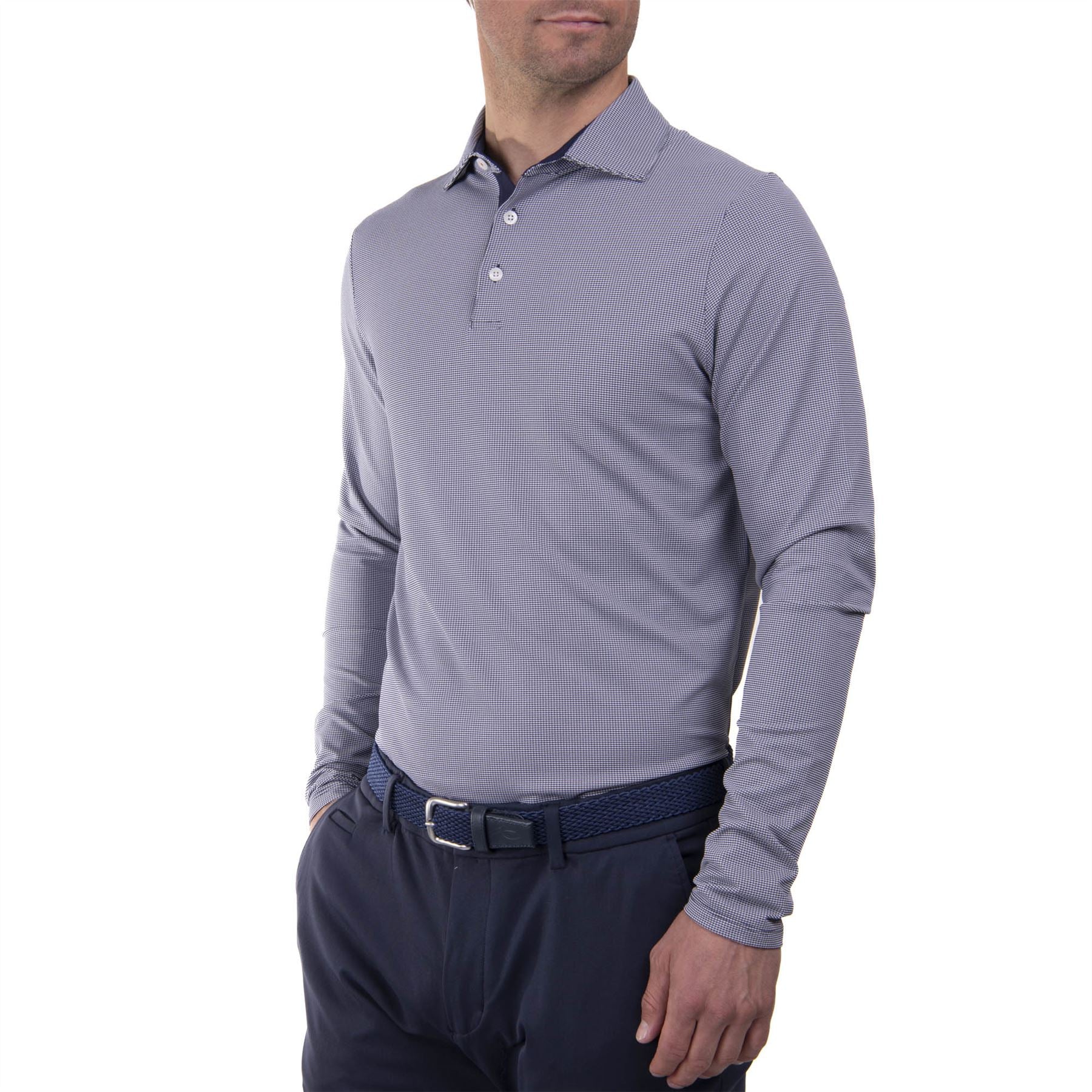 Ashton Atlanta Blue Polo - Luxe Tech Long Sleeve Chattanooga