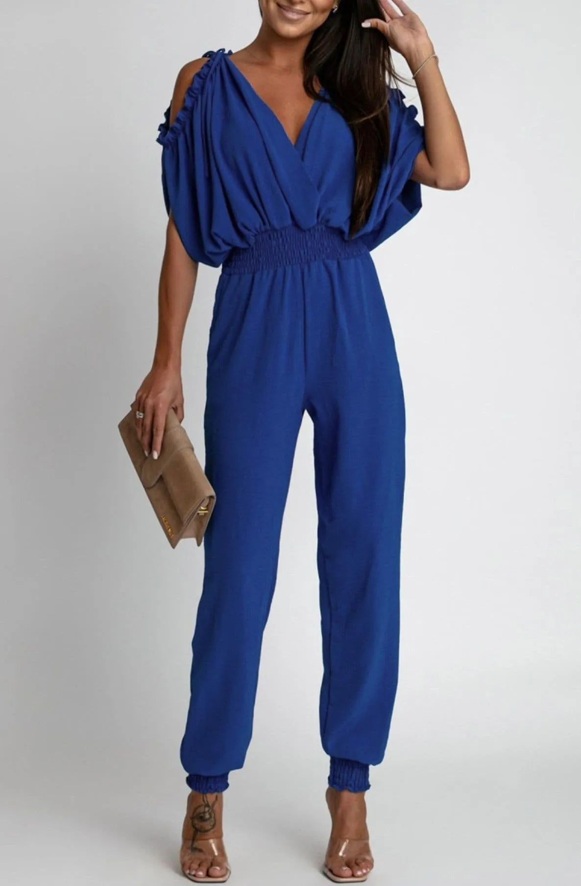 Royal Blue Azeila Cold Shoulder Jumpsuit