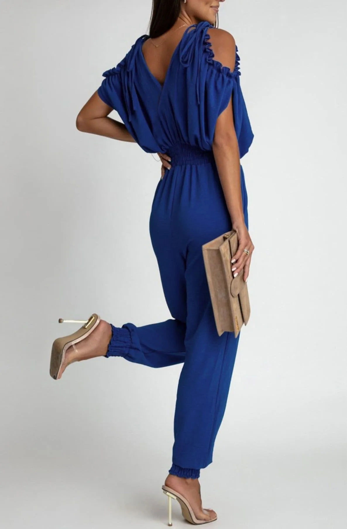 Royal Blue Azeila Cold Shoulder Jumpsuit