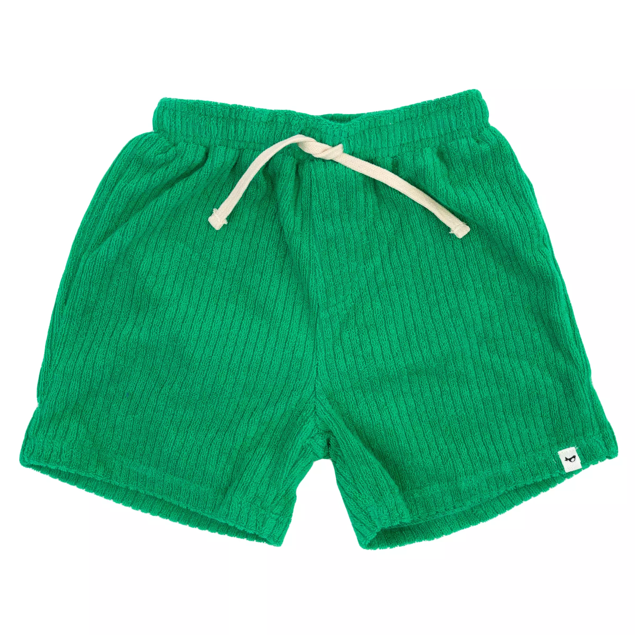 Baby boys track shorts - grass stripe - cotton terry shorts