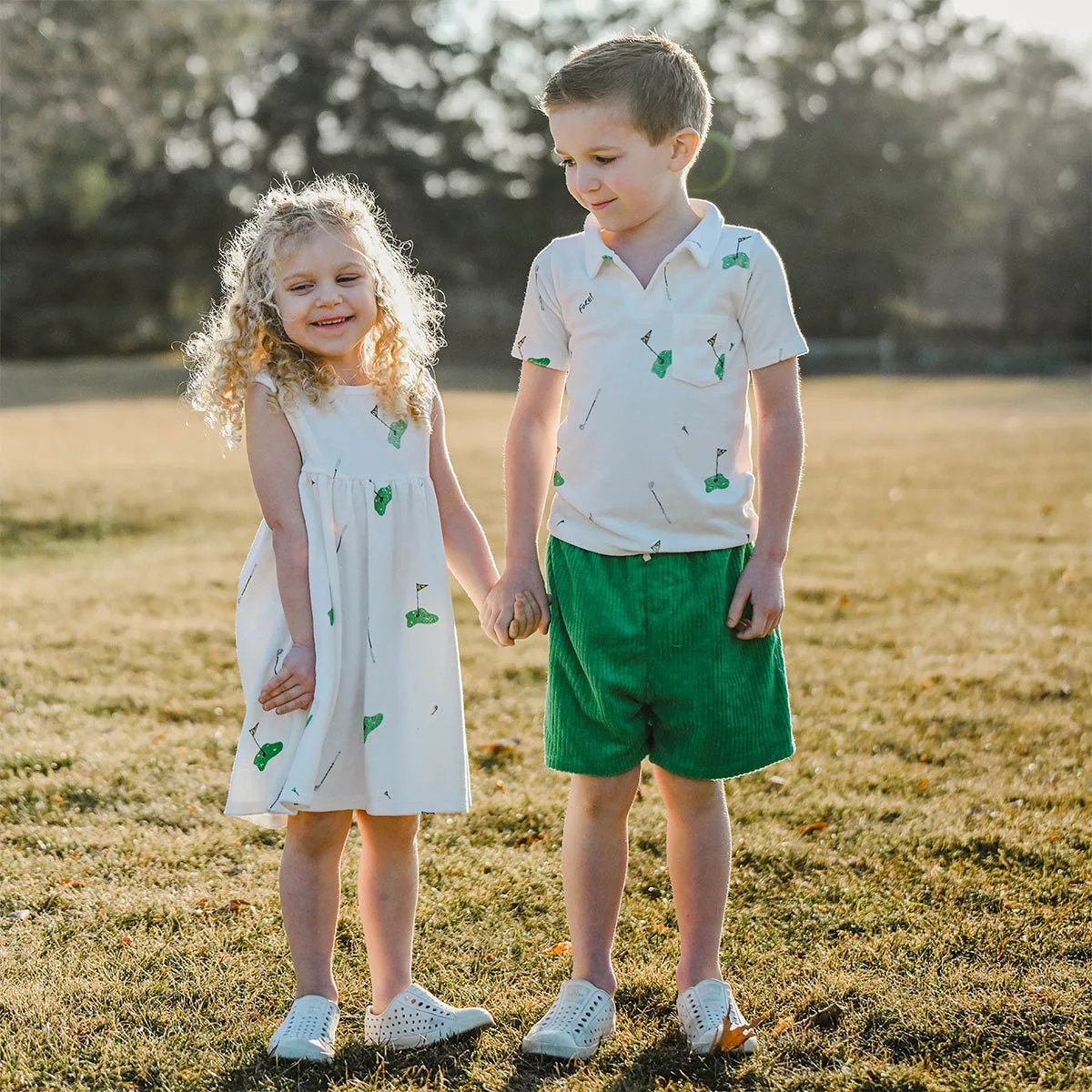 Baby boys track shorts - grass stripe - cotton terry shorts