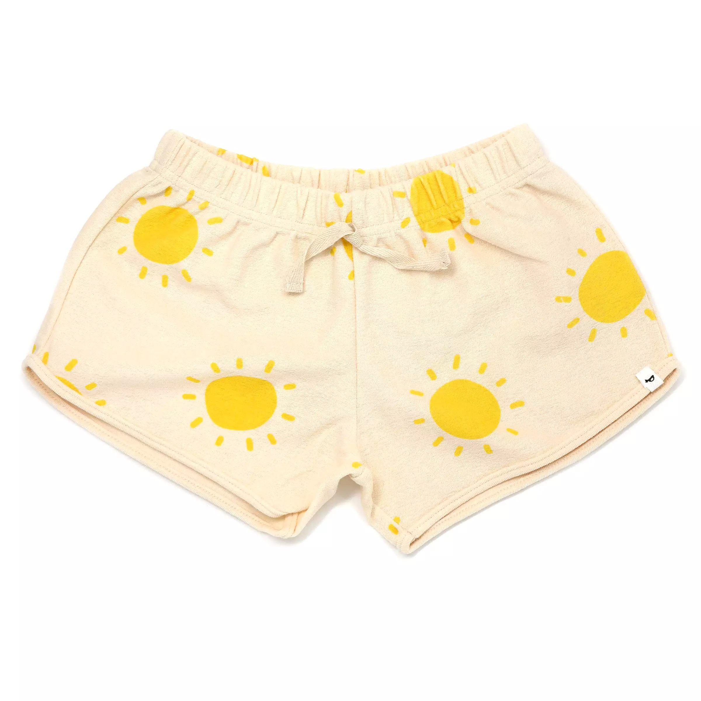 Baby Girls Cotton Terry Track Shorts Sunshine Print Natural