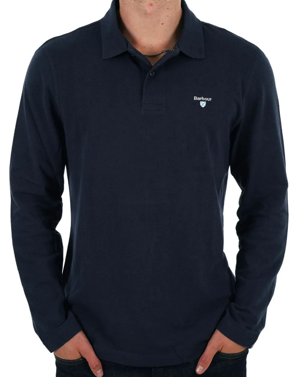 Barbour Navy Long Sleeve Polo Original Sports