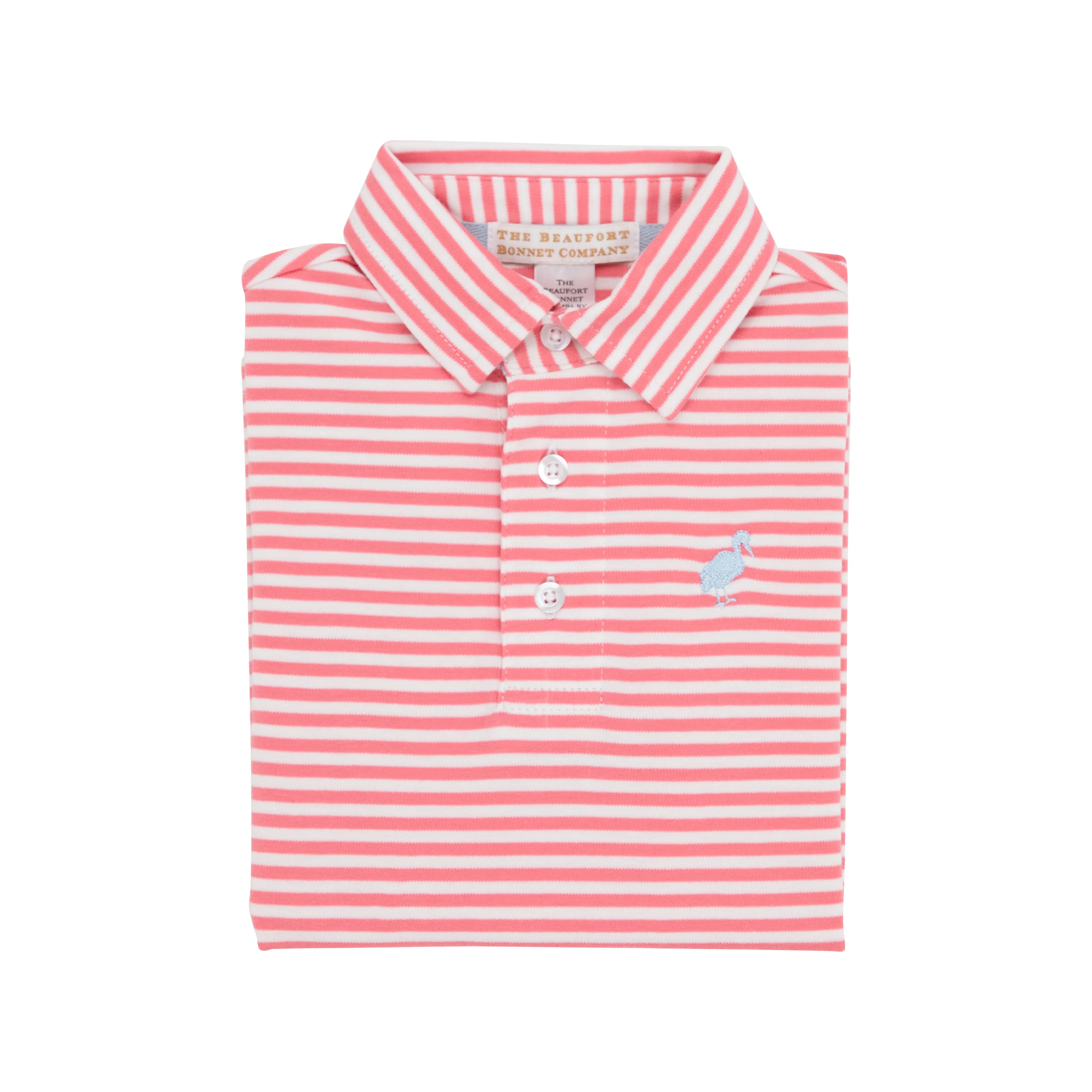 Beaufort Bonnet Company - Parrot Cay Coral Stripe & Buckhead Blue Short Sleeve Prim & Proper Polo