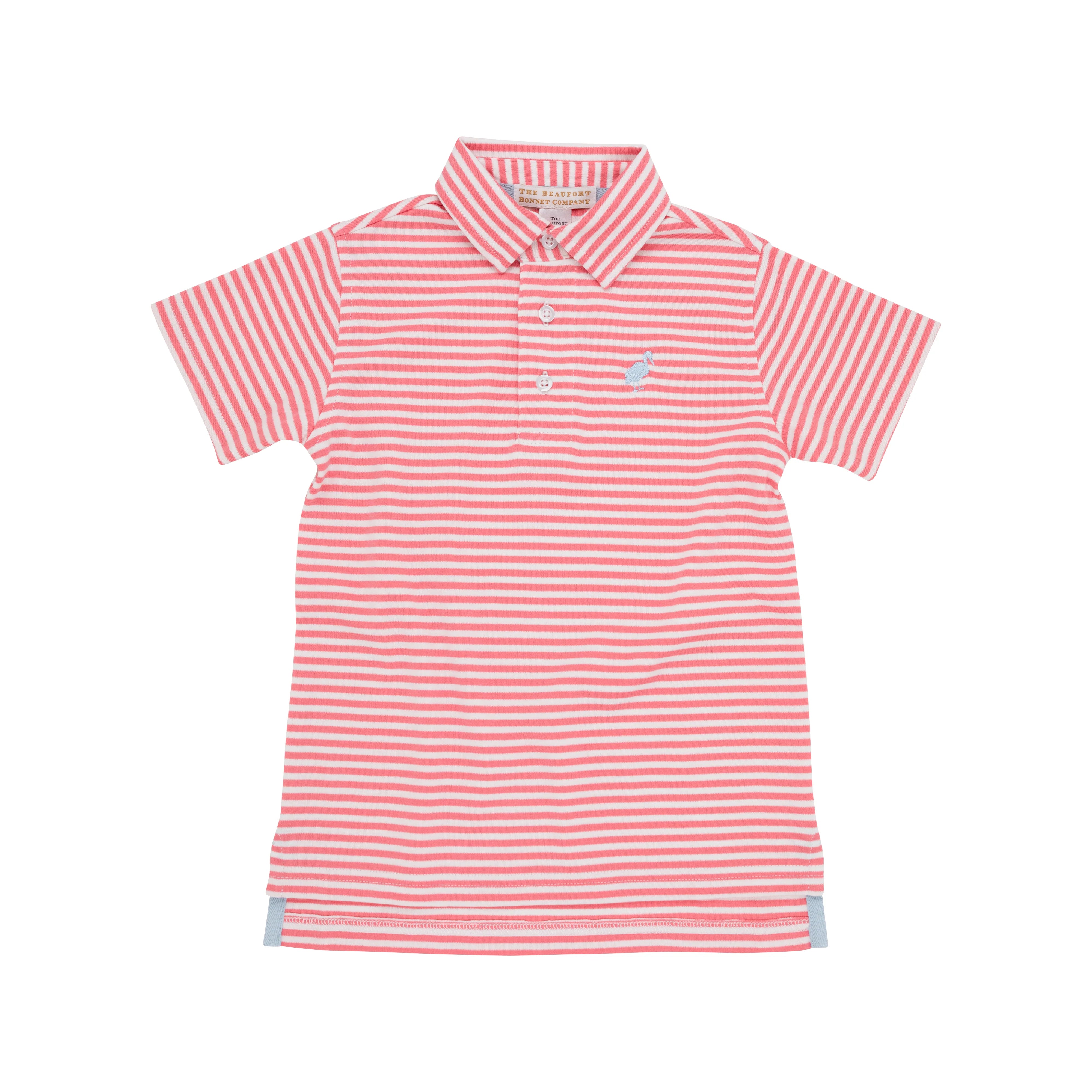 Beaufort Bonnet Company - Parrot Cay Coral Stripe & Buckhead Blue Short Sleeve Prim & Proper Polo