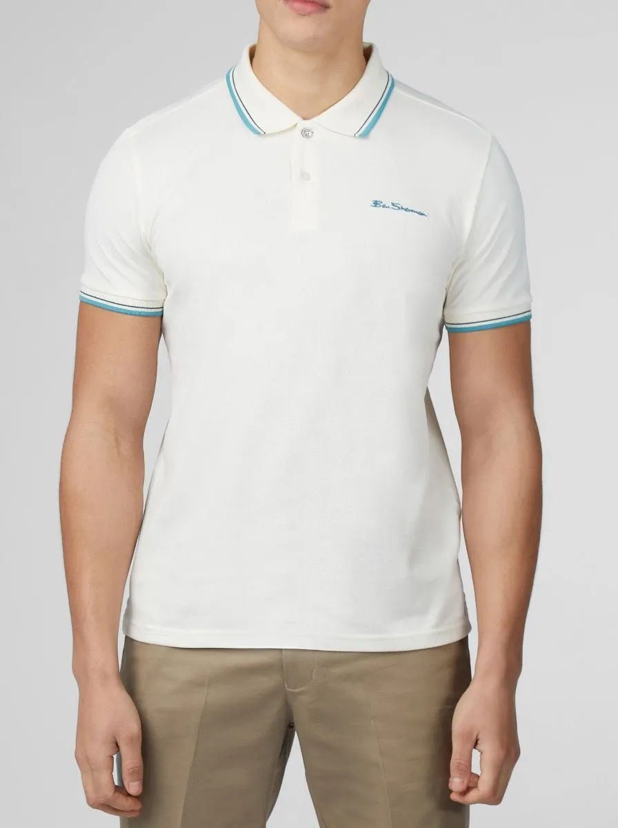 Ben Sherman Casual Short Sleeve Polo Shirt in Ivory