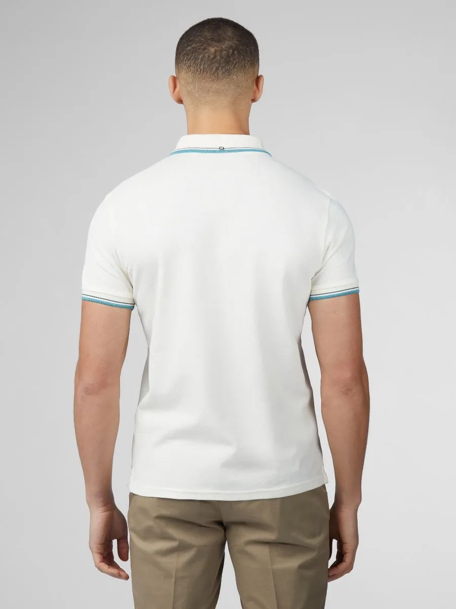 Ben Sherman Casual Short Sleeve Polo Shirt in Ivory