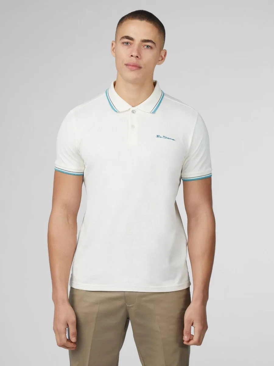 Ben Sherman Casual Short Sleeve Polo Shirt in Ivory