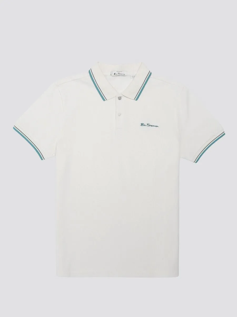 Ben Sherman Casual Short Sleeve Polo Shirt in Ivory