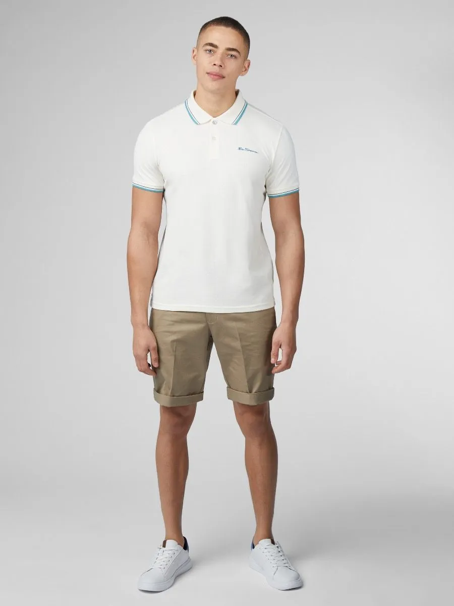 Ben Sherman Casual Short Sleeve Polo Shirt in Ivory