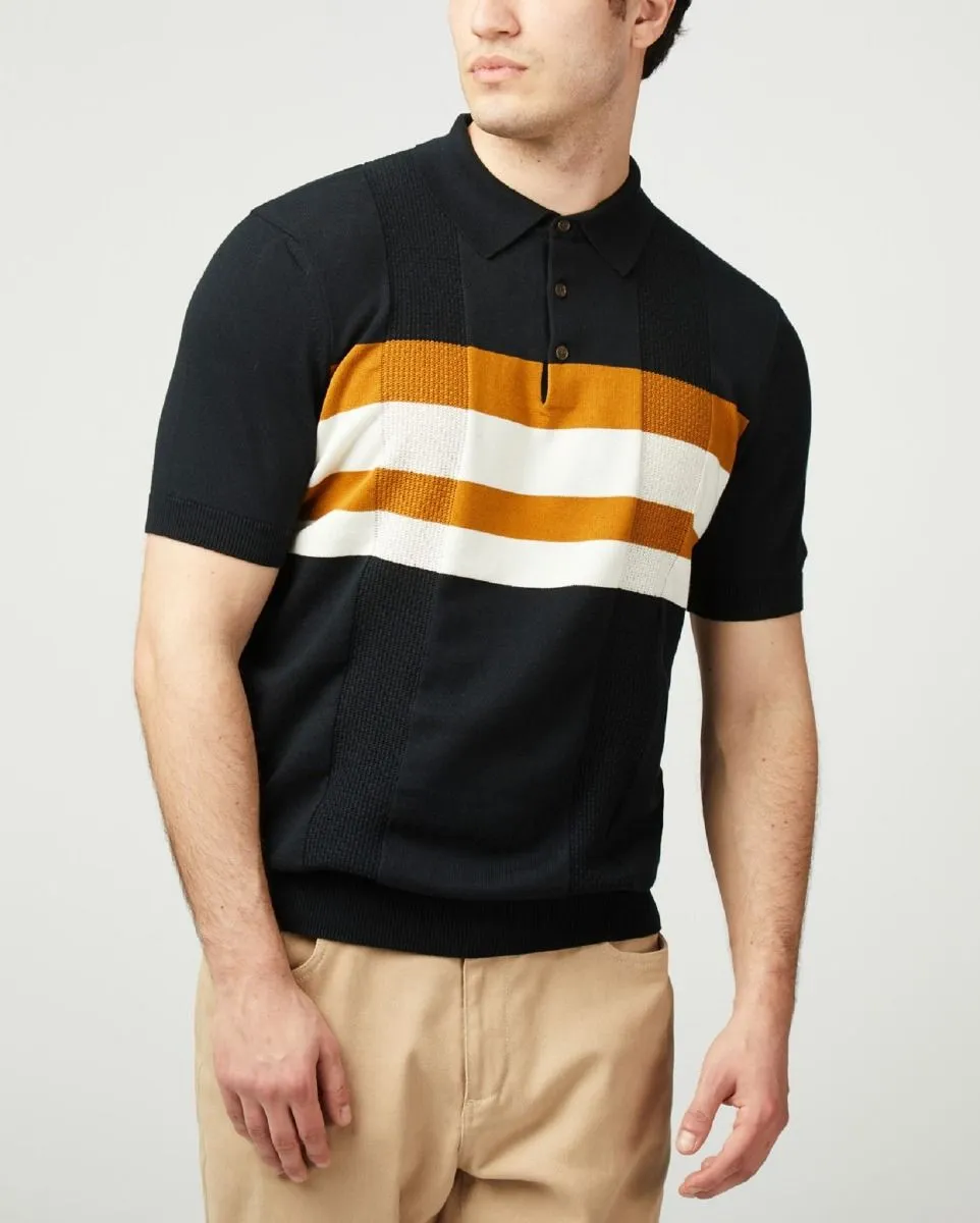 Ben Sherman Black Chest Stripe Polo Shirt