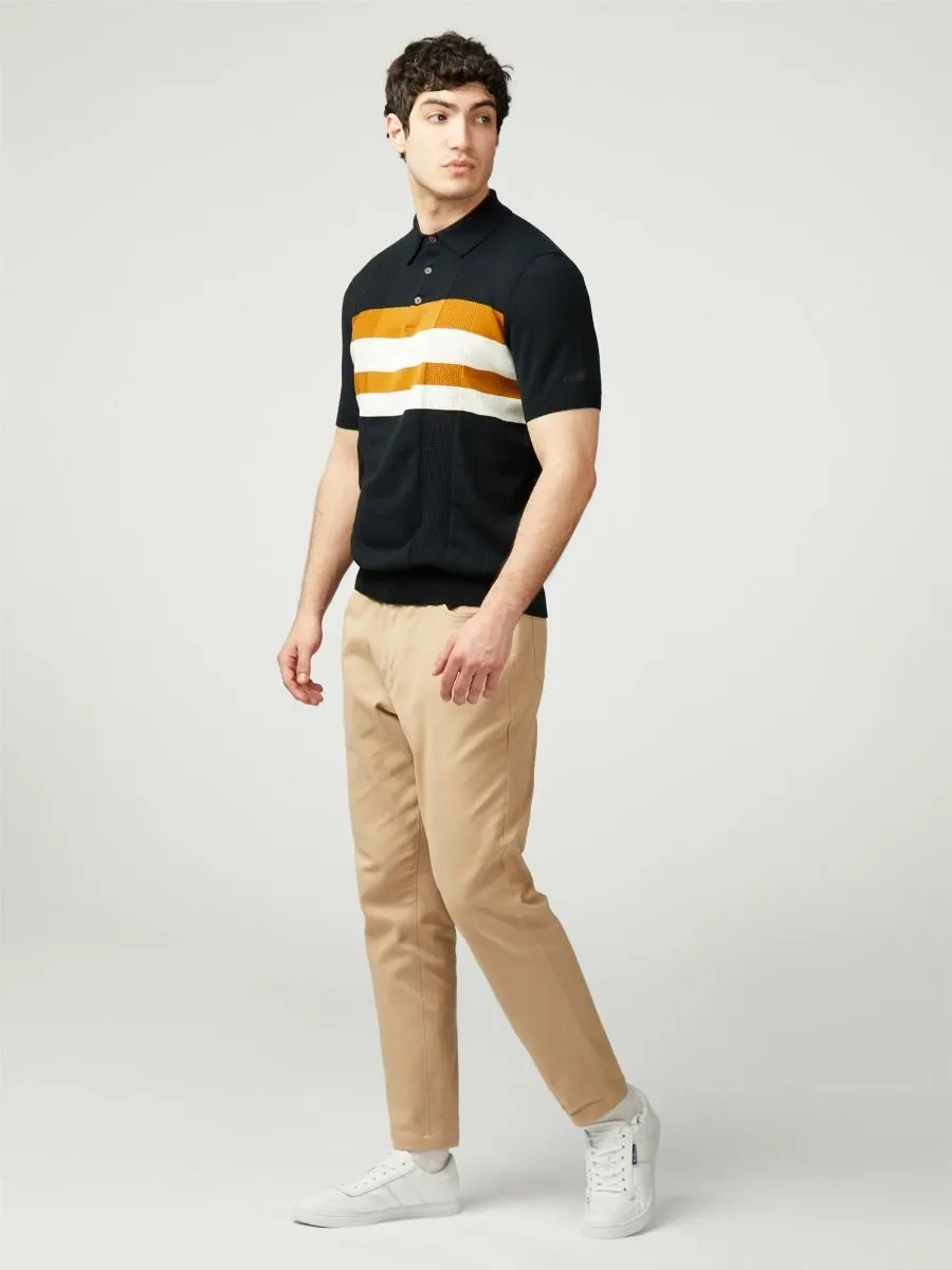 Ben Sherman Black Chest Stripe Polo Shirt