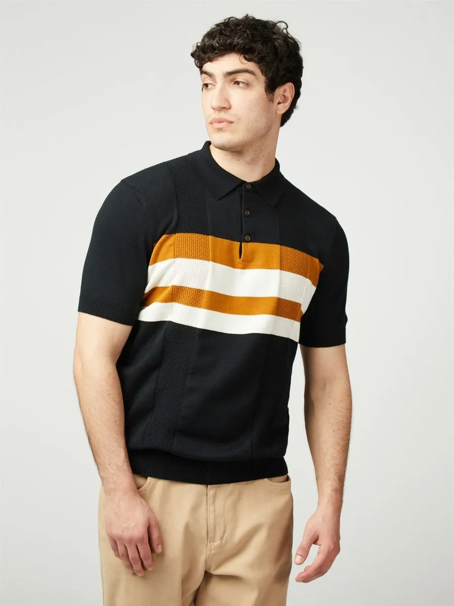 Ben Sherman Black Chest Stripe Polo Shirt