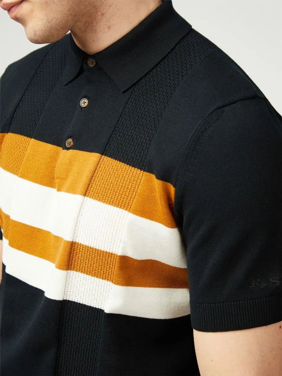 Ben Sherman Black Chest Stripe Polo Shirt