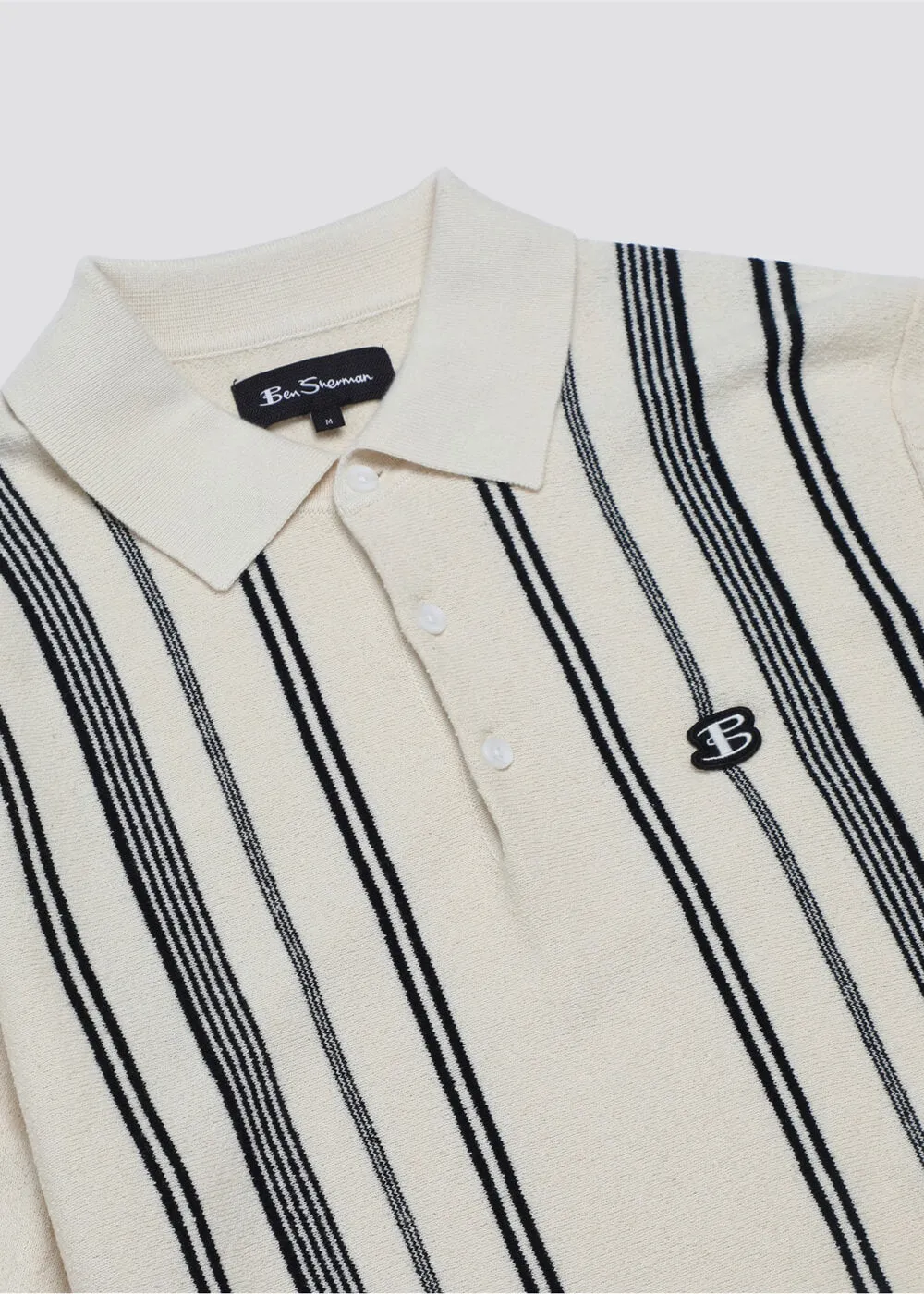 Ben Sherman Men's Ivory Stripe Polo Shirt