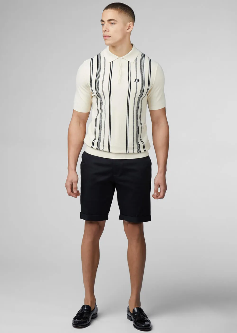 Ben Sherman Men's Ivory Stripe Polo Shirt