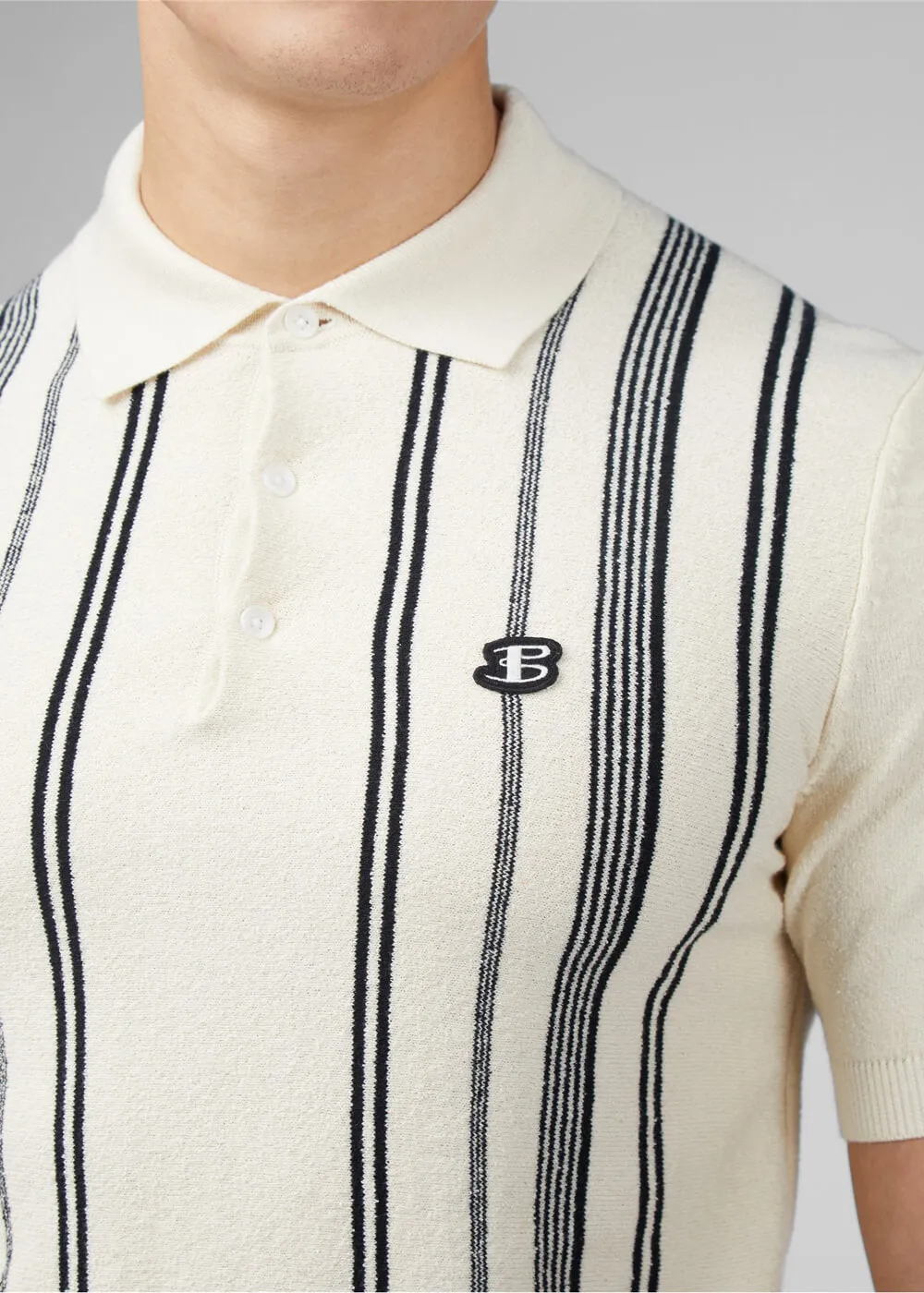 Ben Sherman Men's Ivory Stripe Polo Shirt