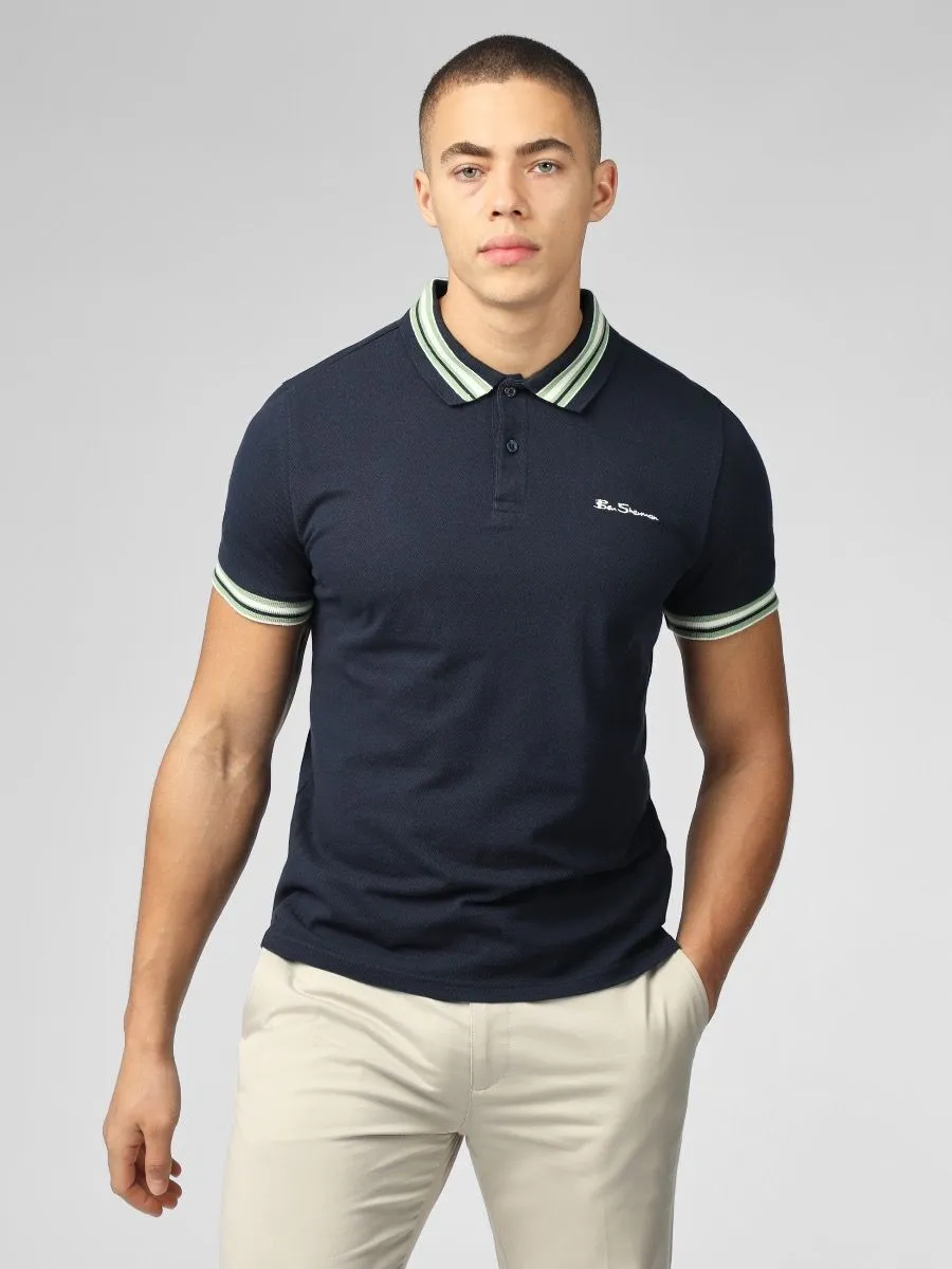 Ben Sherman House Collar Short Sleeve Polo Shirt in Dark Navy