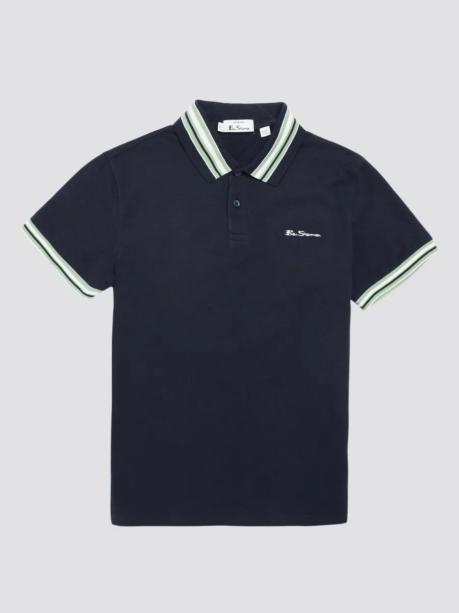 Ben Sherman House Collar Short Sleeve Polo Shirt in Dark Navy