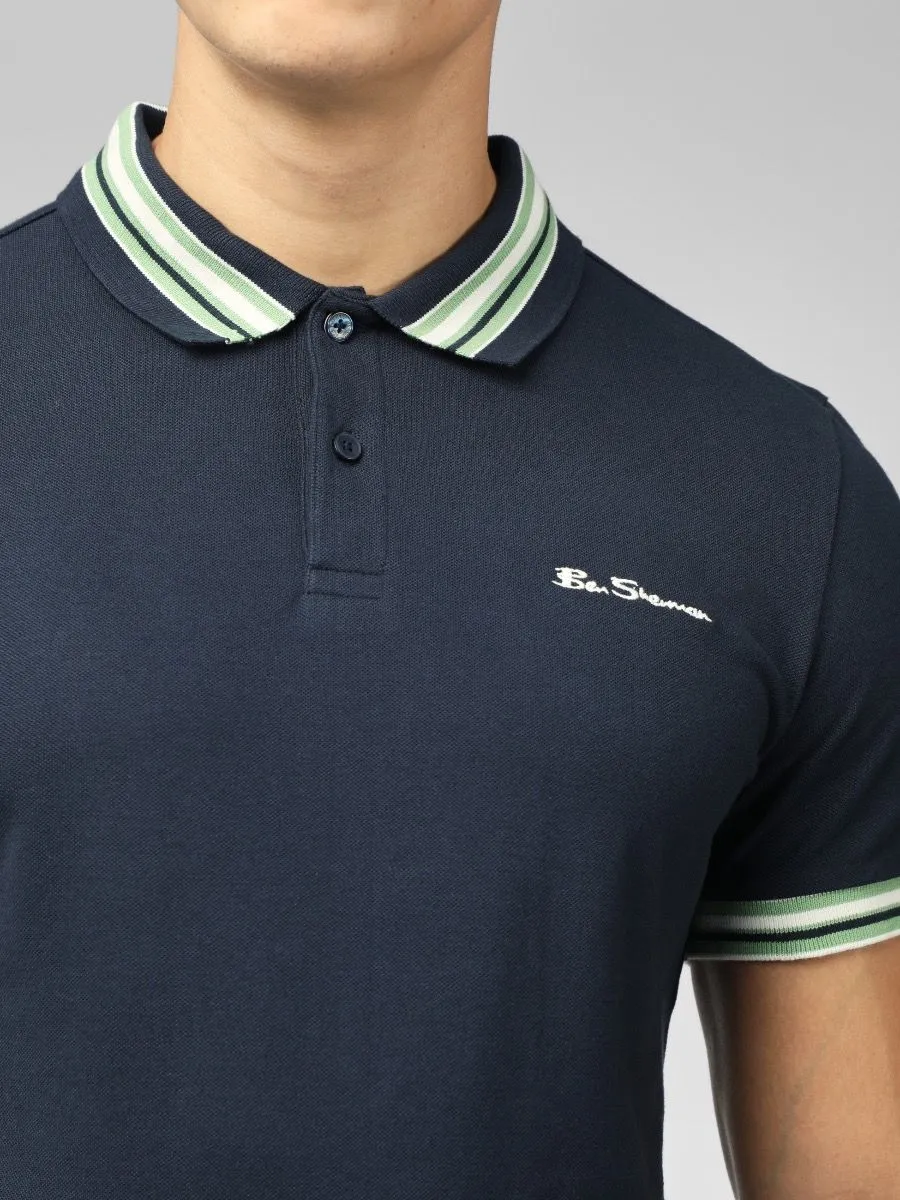 Ben Sherman House Collar Short Sleeve Polo Shirt in Dark Navy