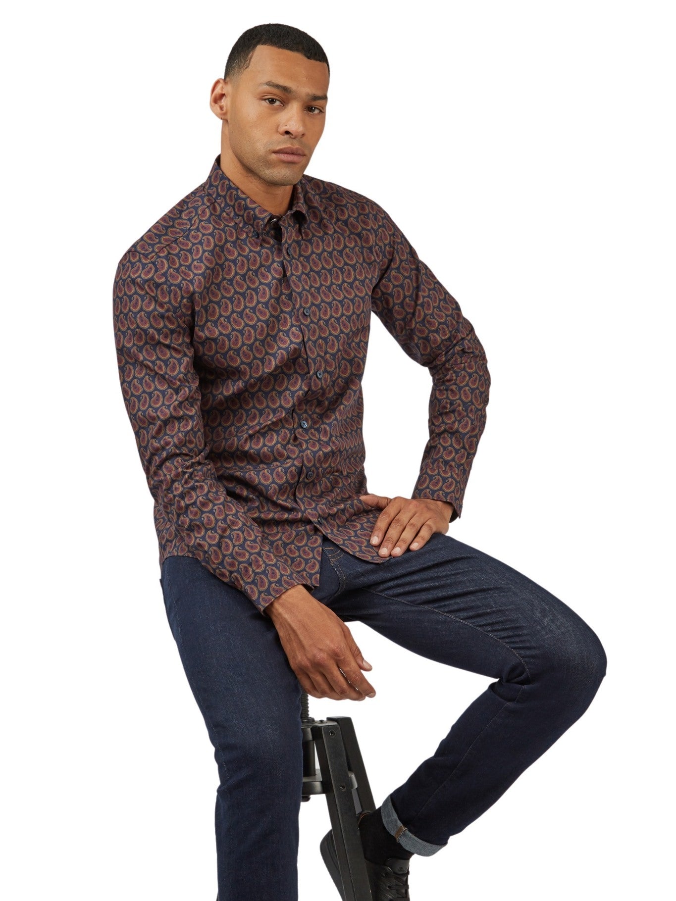 Ben Sherman Paisley Print Shirt Long Sleeve for Men