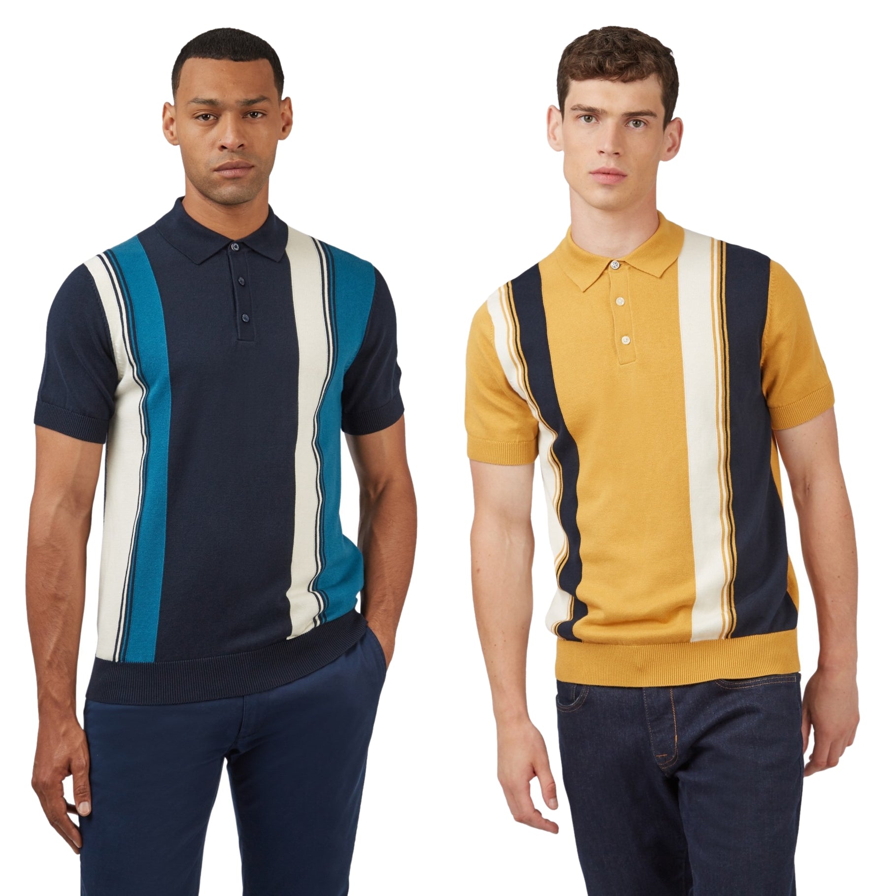 Ben Sherman Polo Shirt Vertical Stripe Mens