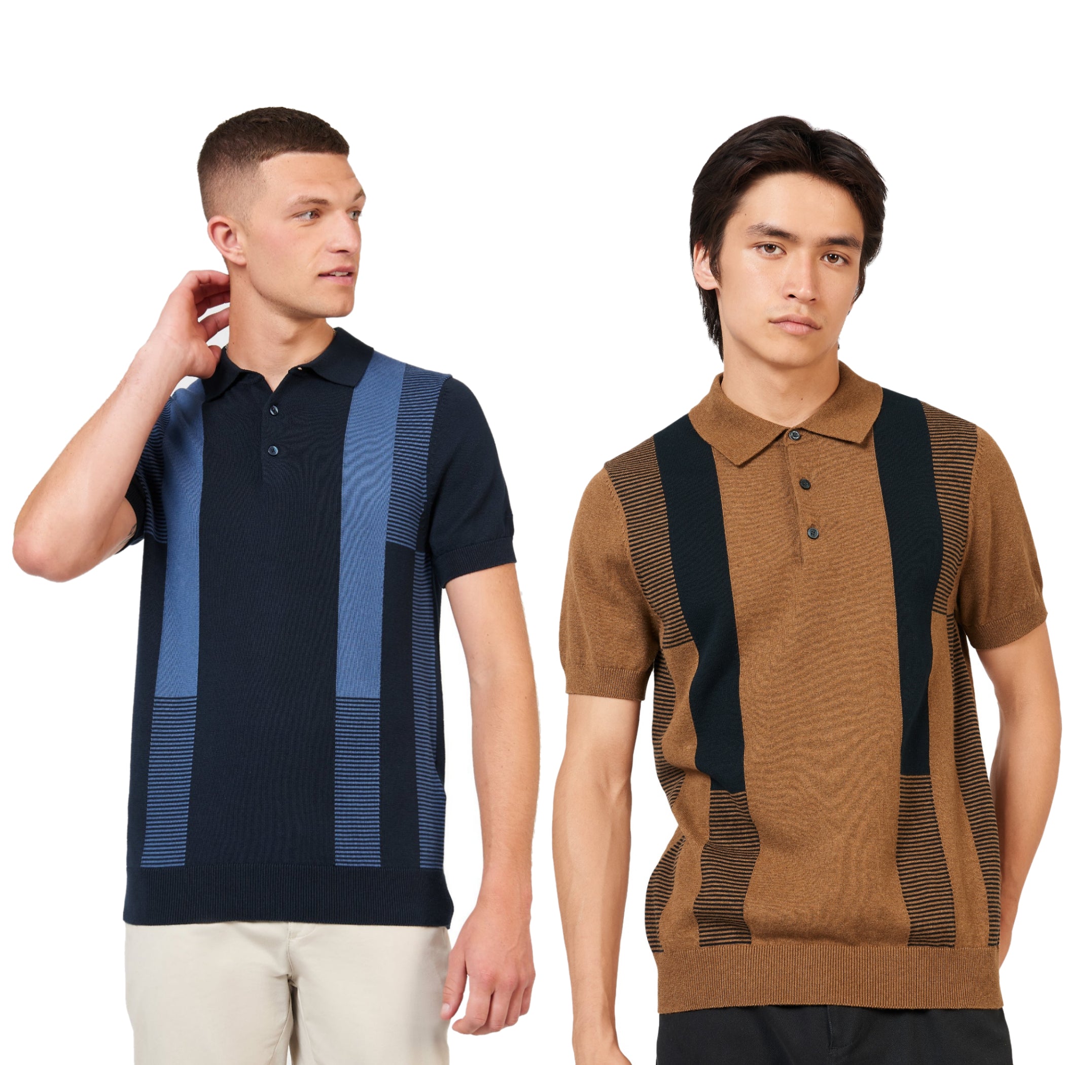 Ben Sherman Stripe Knit Polo Shirt