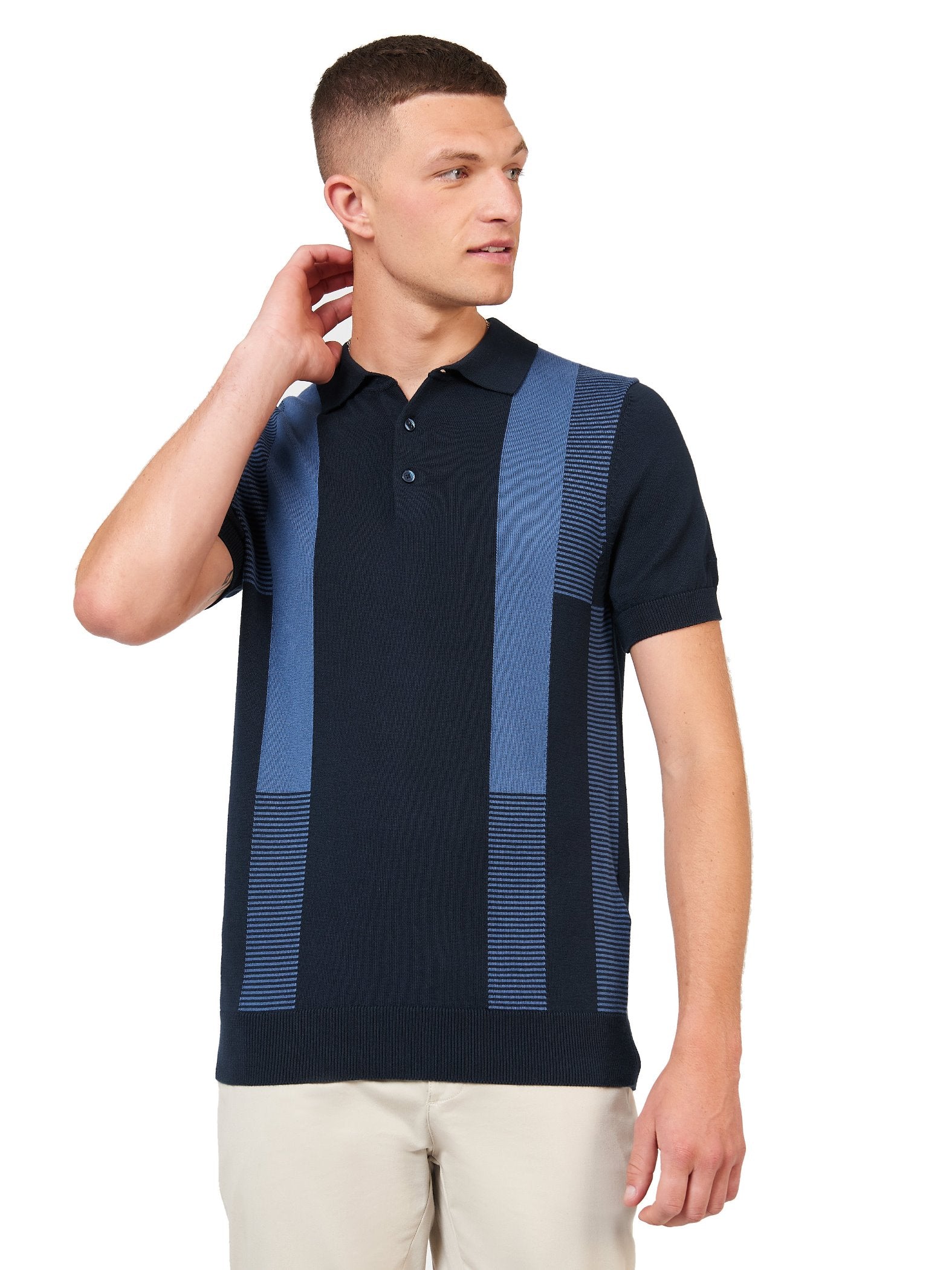 Ben Sherman Stripe Knit Polo Shirt