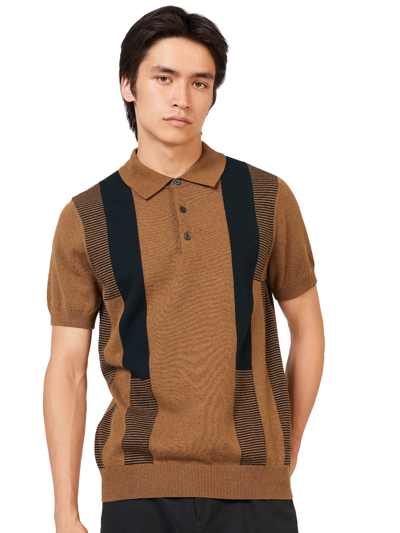 Ben Sherman Stripe Knit Polo Shirt