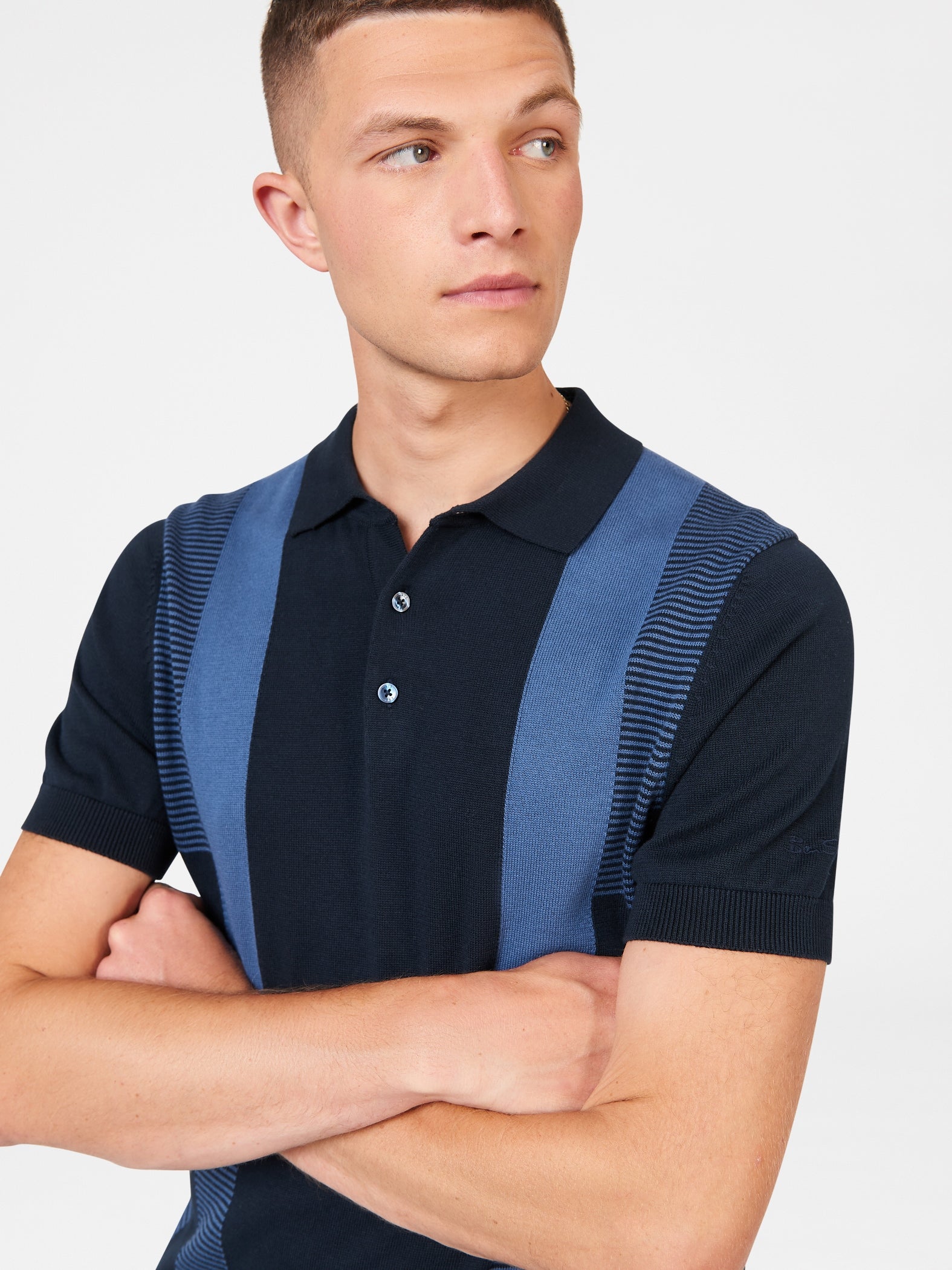 Ben Sherman Stripe Knit Polo Shirt