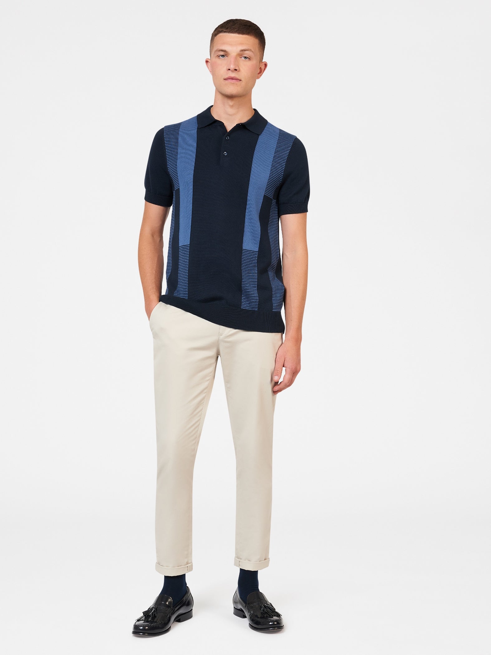 Ben Sherman Stripe Knit Polo Shirt