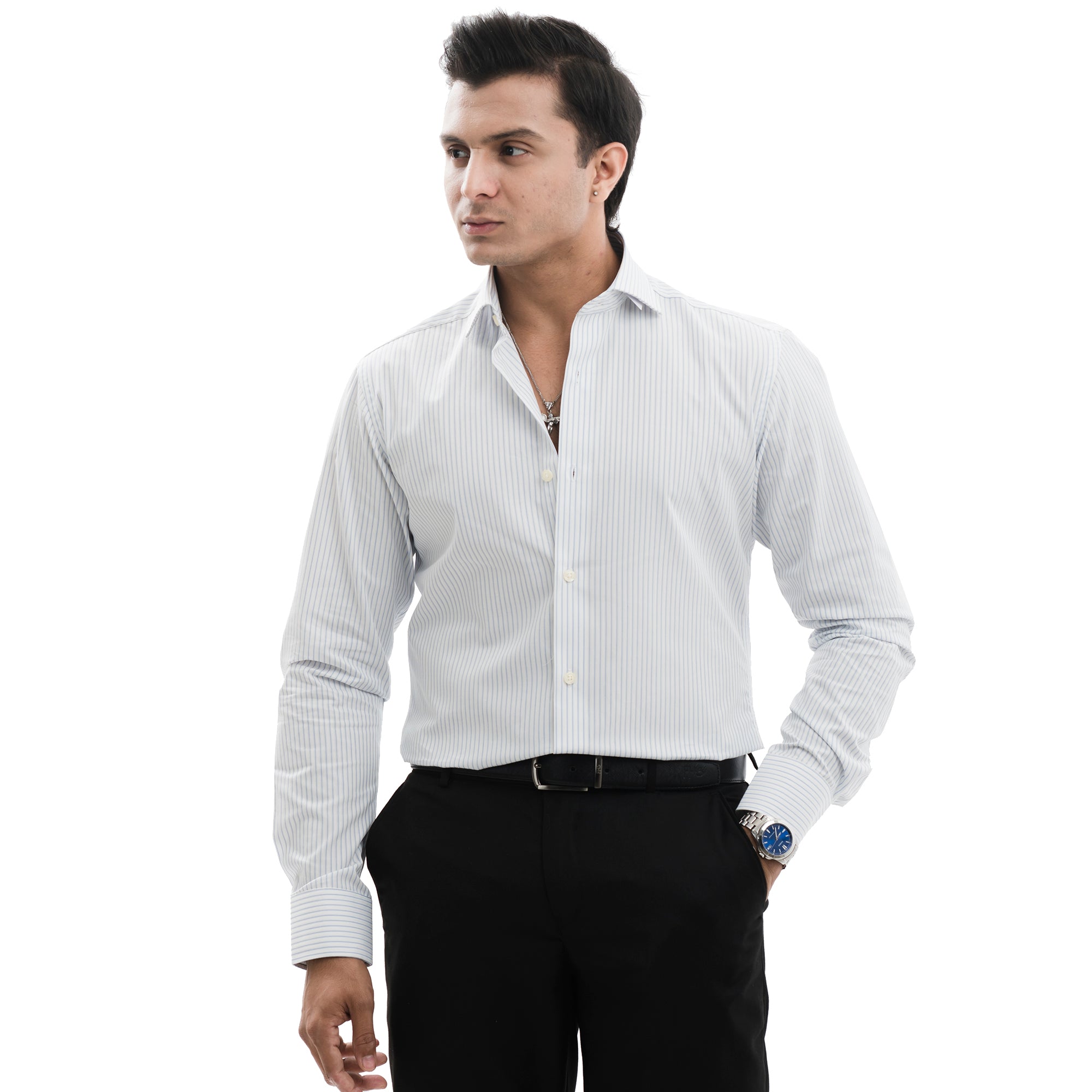 Bengal Stripe White Dress Shirt