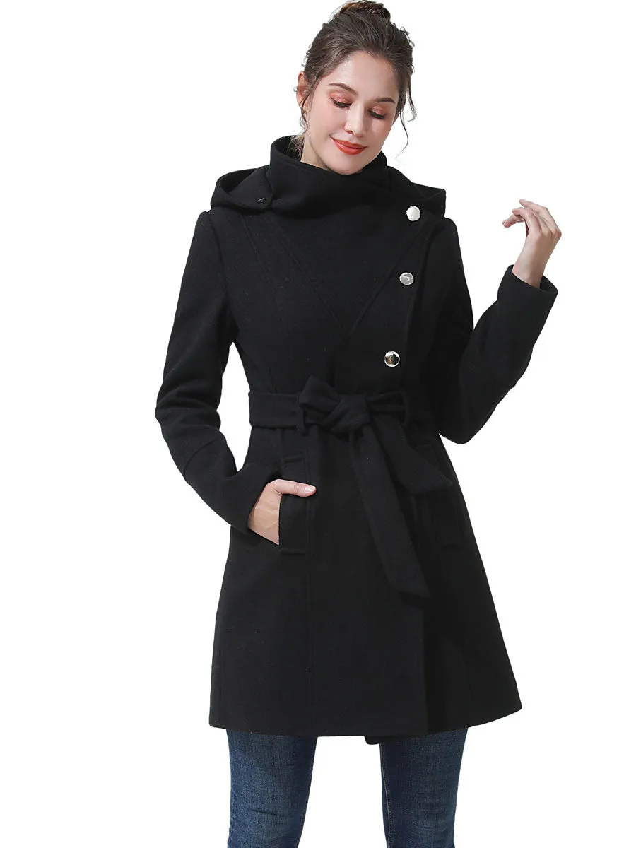 BGSD Women's Wool Trench Coat with Hood