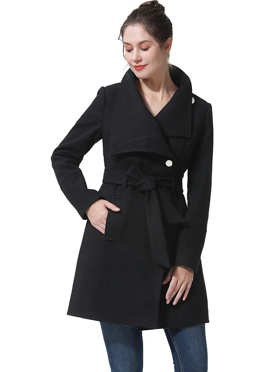 BGSD Women's Wool Trench Coat with Hood