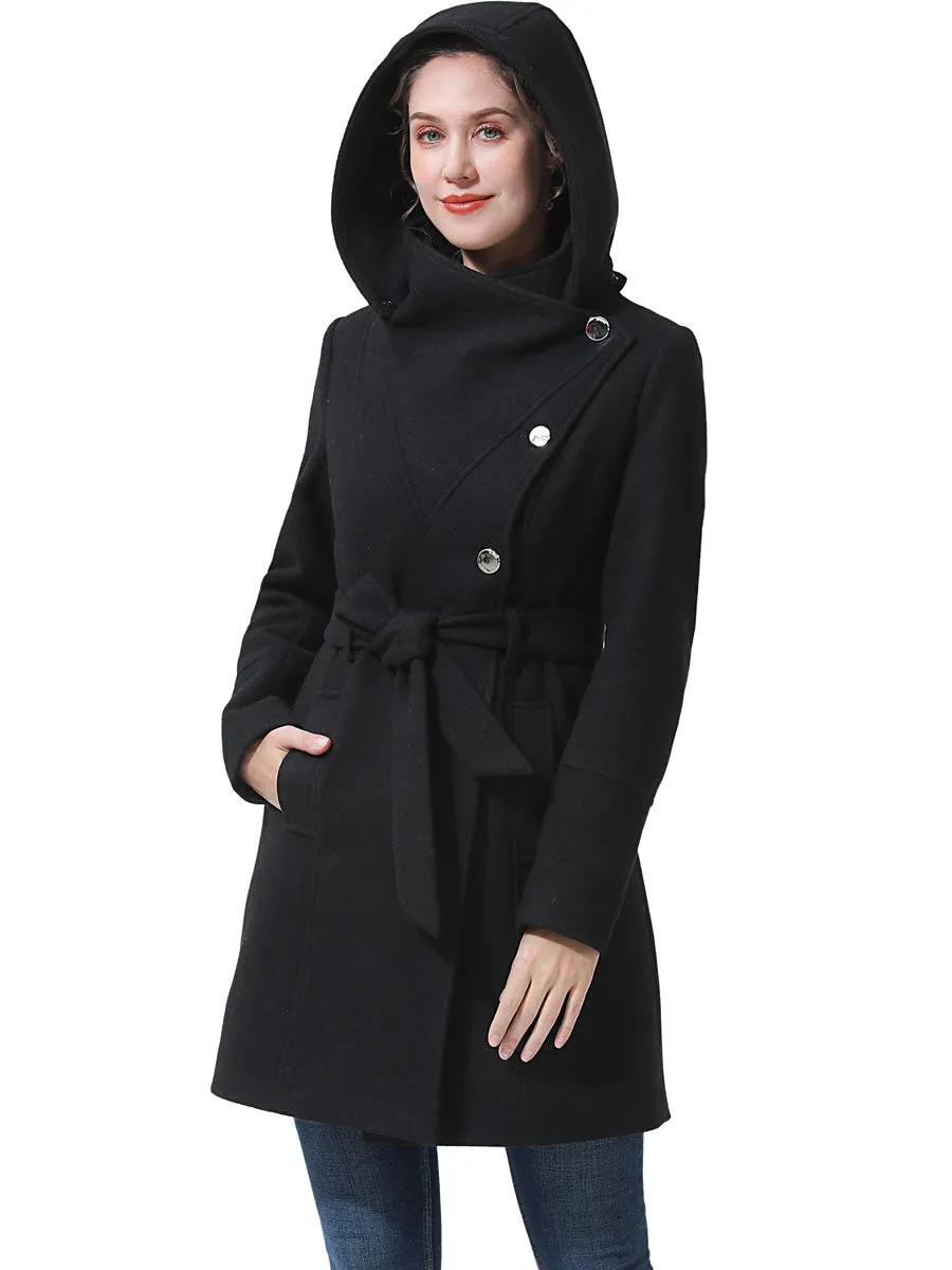 BGSD Women's Wool Trench Coat with Hood