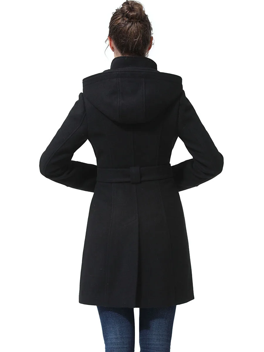 BGSD Women's Wool Trench Coat with Hood