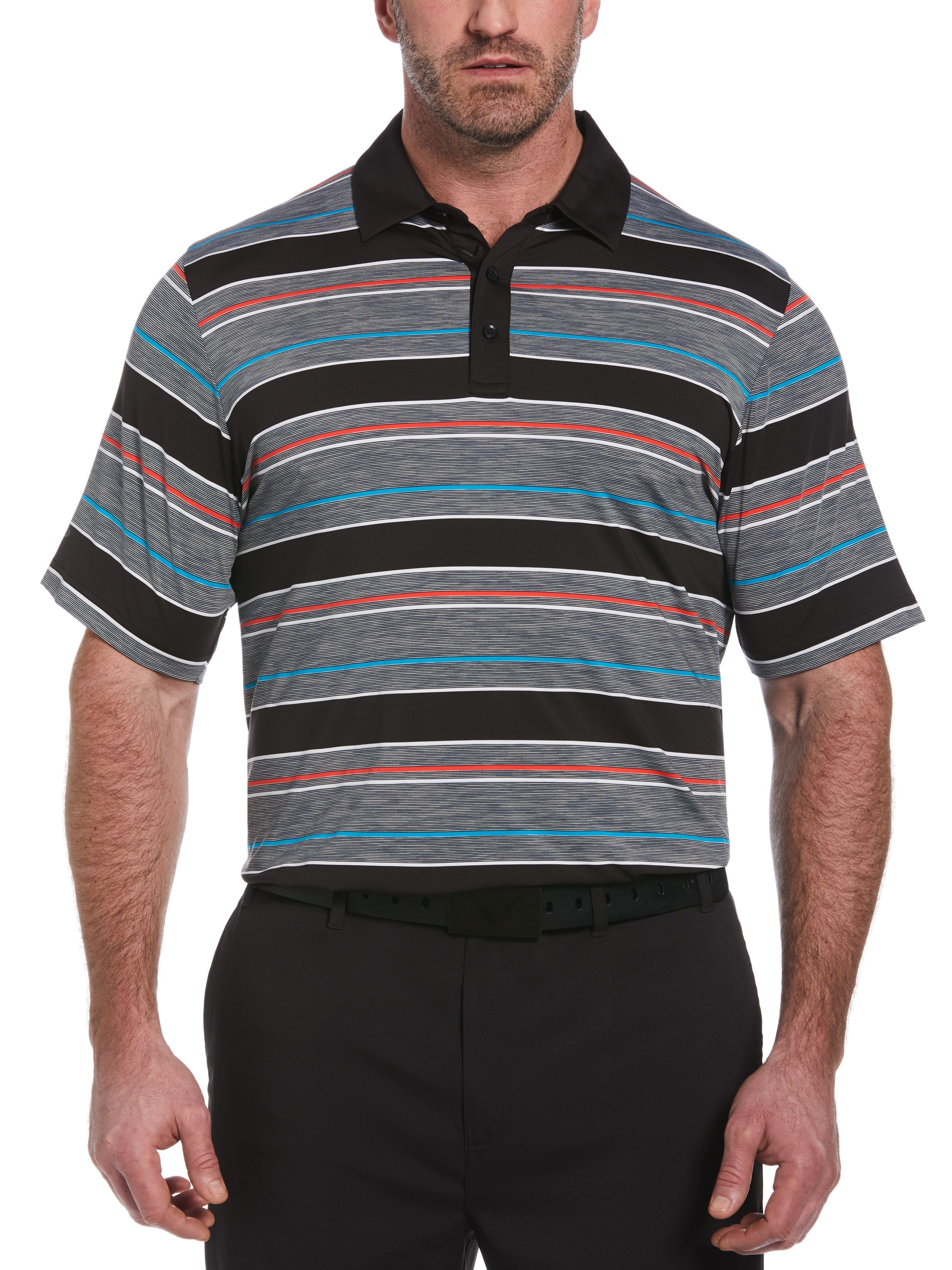 Big and Tall Swing Tech Golf Polo shirt in Marled Texture Stripe - Best Price, Big Sizes, Quality Fabric | Shop Now