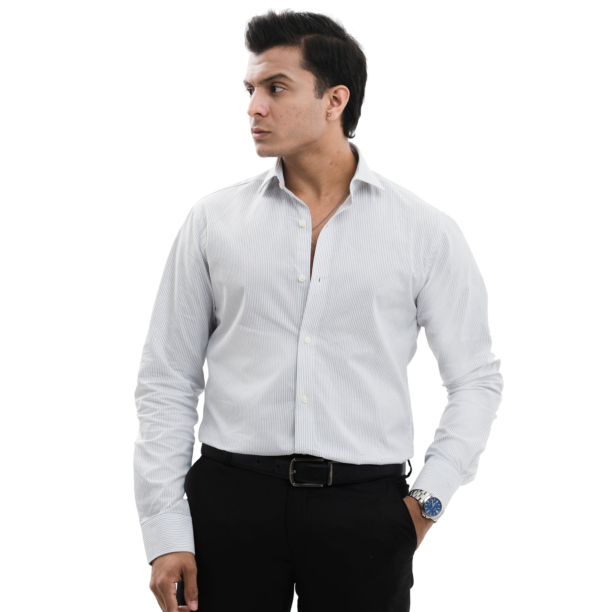 Black and white pinstripe dress shirt