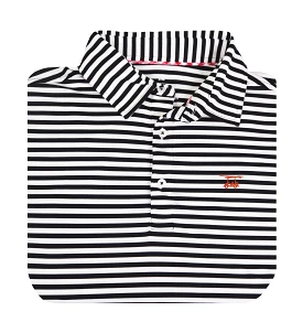 Black and white wide stripe albatross polo