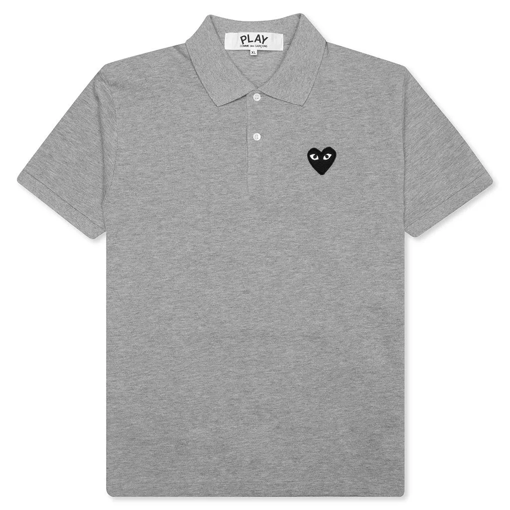 Grey Black Emblem Polo Shirt