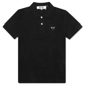 Black Women's Polo Shirt with Emblem - Black