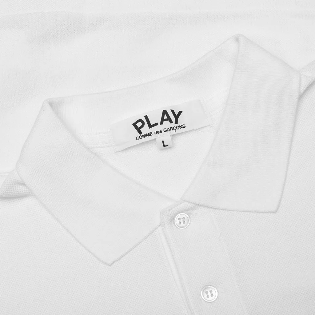 White Polo Shirt with Black Emblem for Women