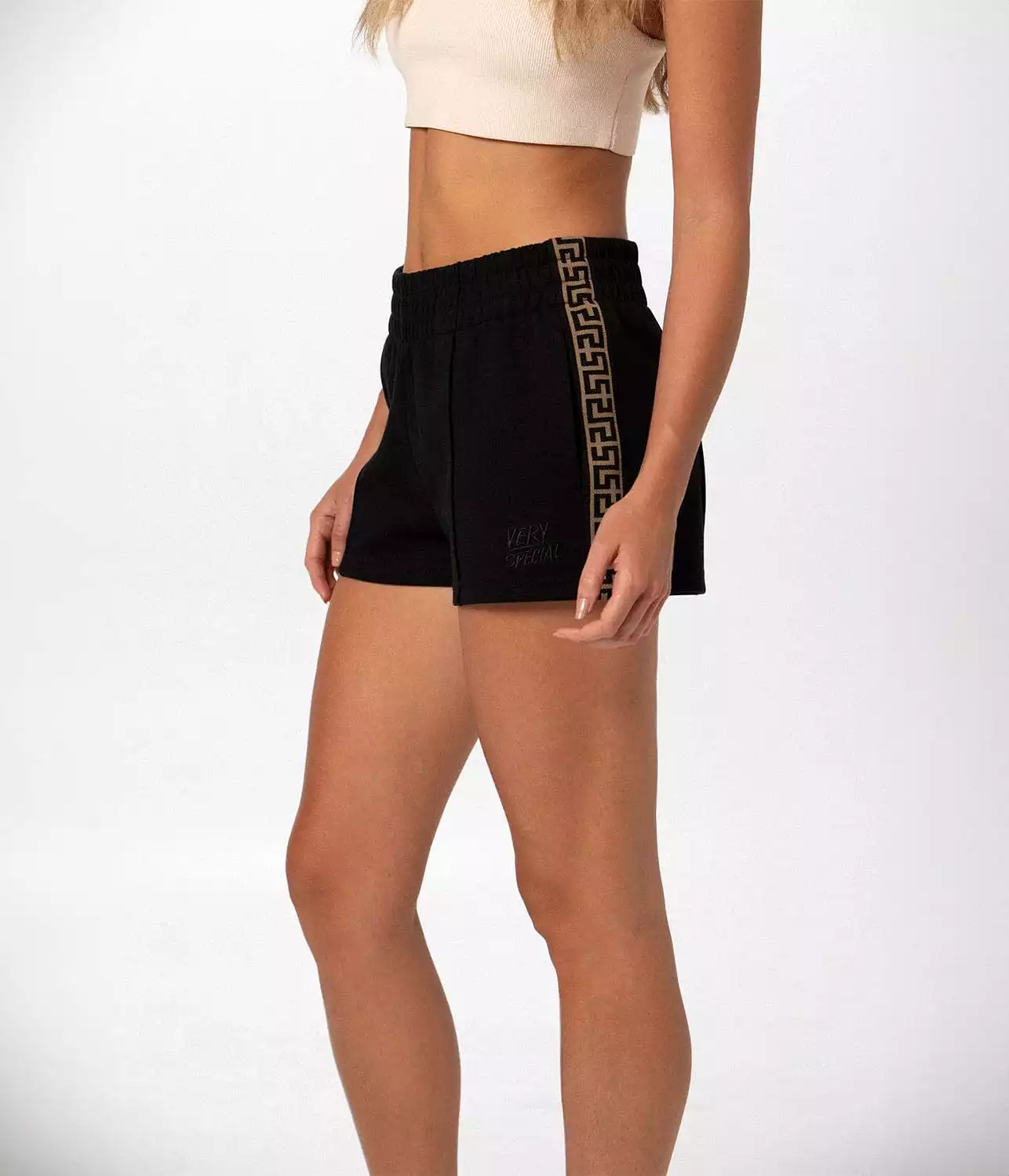 Black Geo Track Shorts